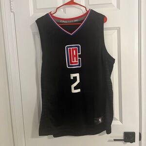 Leonard Clippers Fanatics Black Jersey with Red and Blue Trim